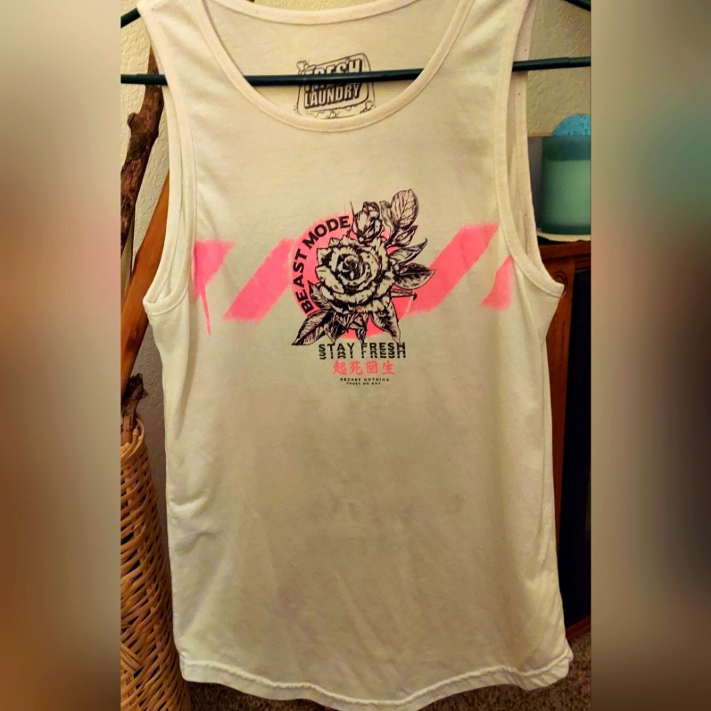 Men's S Fresh Laundry Stay Fresh White Tank Top